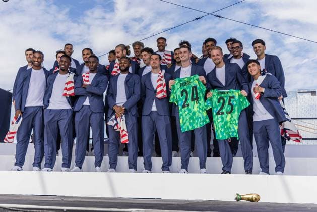 U.S. Men™s national team, Nationalteam World Cup Roster Reveal Players of the United States national team, during an event to announce the squad for the 2026 World Cup at Pier 17 in New York, United States, on Tuesday, May 26. NEW YORK NY United States Copyright: xWilliamxVolcovx