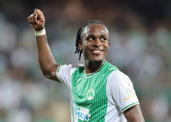 26.05.2026 - Fussball - Saison 2025 2026 - Relegation 2. Fussball Bundesliga - Rückspiel: SpVgg Greuther Fürth ( Kleeblatt ) - Rot Weiss Essen RWE - Sportfoto Zink DaMa - xdaxmax - DFL regulations prohibit any use of photographs as image sequences and or quasi-video - only for editorial use - Freude Jubel nach Spielende - Noel Futkeu (9, SpVgg Greuther Fürth )