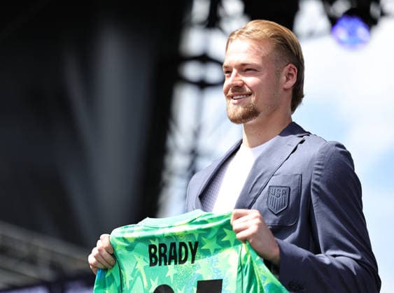 May 26, 2026, New York, New York, USA: Tuesday, May 26, 2026; New York, New York, USA; United States goalkeeper Chris Brady (25) gets introduced to the crowd at Pier 17. New York USA - ZUMAs325 20260526_zsp_s325_133 Copyright: xJessxStilesx