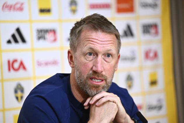 STOCKHOLM, SVERIGE 20260527 Sveriges förbundskapten Graham Potter, under en pressträff när landslaget samlas inför fotbolls-VM. STOCKHOLM SVERIGE x10060x