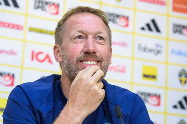 260527 Head coach Graham Potter of the Swedish men s national football team during a press conference, PK, Pressekonferenz on May 27, 2026 in Stockholm. Photo: Jonathan Näckstrand BILDBYRAN COP 94 JN0274 fotboll football soccer fotball landskamp presskonferens press conference sverige sweden sverige a FIFA World Cup, WM, Weltmeisterschaft, Fussball vm bbeng Copyright: JONATHANxNÄCKSTRAND BB260527JN023