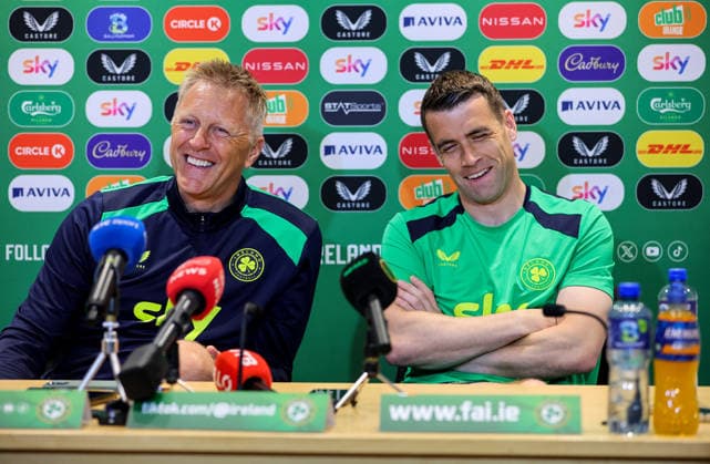 Republic of Ireland Squad Training, FAI National Training Centre, Dublin 27 5 2026 Head Coach Heimir Hallgrimsson and Seamus Coleman Heimir Hallgrimsson and Seamus Coleman 27 5 2026  Copyright: x INPHO RyanxByrnex RB2_3977