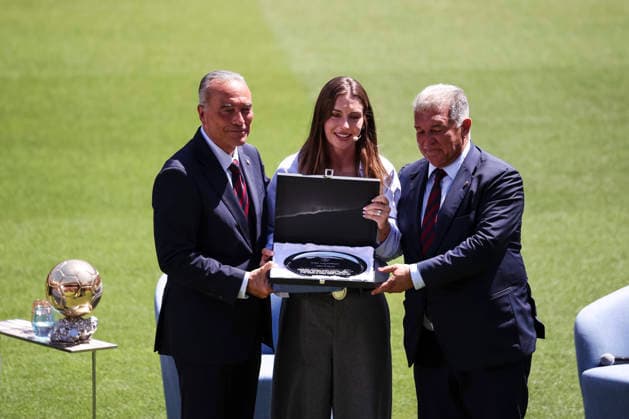 May 27, 2026, Barcelona, Barcelona, SPAIN: Rafa Yuste, President of FC Barcelona, Barca Joan Laporta and Alexia Putellas during departure as an FC Barcelona player a Spotify Camp Nou stadium on May 27, 2026 in Barcelona, Spain. Alexia Putellas Her Departure As Player Of FC Barcelona  - ZUMAa181 20260527_zaa_a181_020 Copyright: xJavierxBorregox