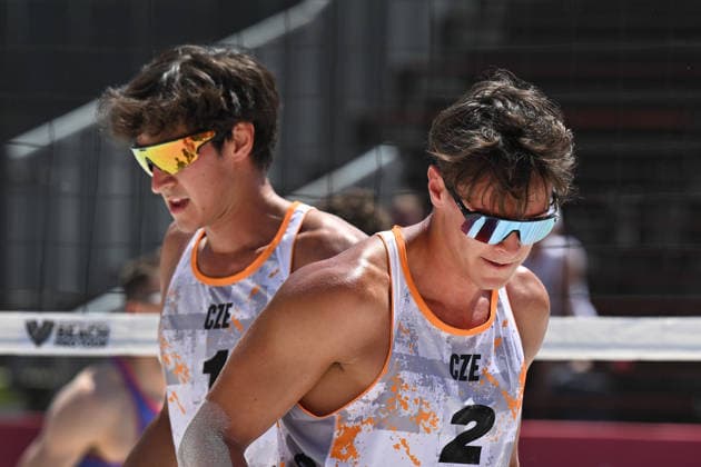 From left Krystof Oliva and Vaclav Kurka of Czech Republic during the match Krystof Oliva and Vaclav Kurka of Czech Republic vs Ondrej Perusic and Jiri Sedlak of Czech Republic at the Pro Tour, Beach volleyball, Beachvolleyball tournament of Elite category, Ostrava, Czech Republic, May 27, 2026. (CTKxPhoto JaroslavxOzana) CTKPhotoP2026052705419  CTKPhotoP2026052705419