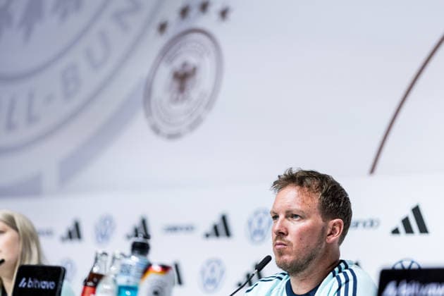 HERZOGENAURACH, GERMANY - MAY 27: Julian Nagelsmann (Head Coach Germany) during the press conference, PK, Pressekonferenz to start the trainings camp of Germany to prepare for the FIFA World Cup, WM, Weltmeisterschaft, Fussball 2026 on May 27, 2026 in Herzogenaurach, Germany. Bavaria Germany Copyright: xSteffiexWunderlx