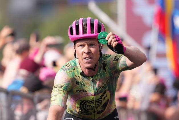 Denmark™s Michael Valgren of EF Education - Easypost stage winner during Stage 17 of the Giro d™Italia from Cassano D Adda to Andalo Italy, Wednesday May 27, 2026  Copyright: xGianmattiaxD Albertoi LaPressex