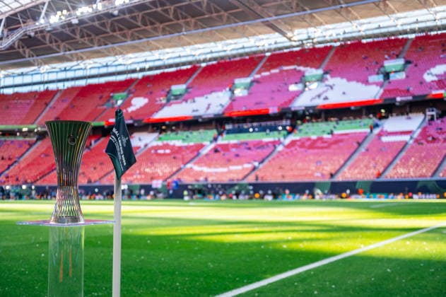 2026.05.27 Lipsk pilka nozna Final Liga Konferencji Europy sezon 2025 2026 Crystal Palace - Rayo Vallecano N z Puchar Ligi Konferencji na Red Bull Arena Foto Gleb Soboliev PressFocus 2026.05.27 Leipzig Football - Final UEFA Conference League 2025 2026 Crystal Palace - Rayo Vallecano UEFA Konference League Trophy on Red Bull Arena Credit: Gleb Soboliev PressFocus NEWSPIX.PL --- newspix.pl 