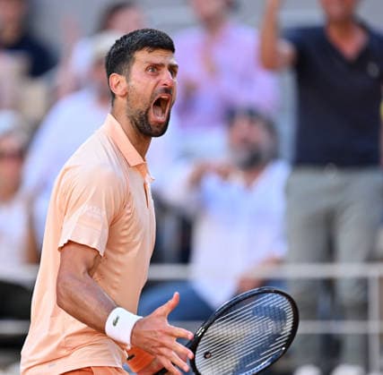 2026 French Open (Roland-Garros) - Day 4 PARIS, FRANCE - MAY 27: Novak Djokovic of Serbia celebrates after a point during the Men s Singles second round against Valentin Royer of France on Day Four of the 2026 French Open at Roland Garros on May 27, 2026 in Paris, France. Mustafa Yalcin Anadolu Paris France. Editorial use only. Please get in touch for any other usage.  Copyright: x2026xAnadoluxMustafaxYalcinx