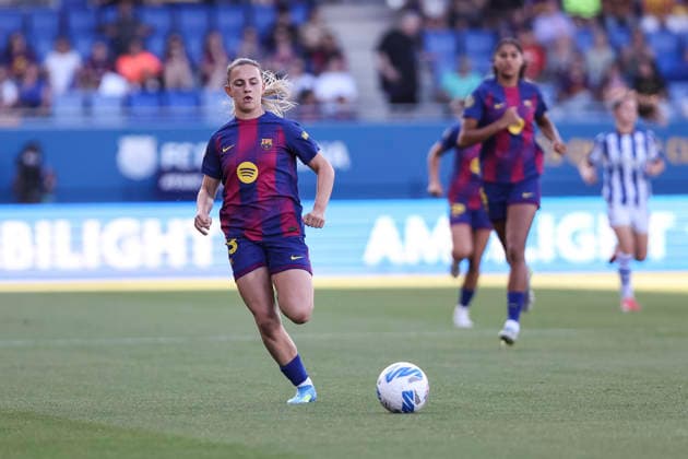 May 27, 2026, Sant Joan Despi, Barcelona, Spain: Carla Julia of FC Barcelona, Barca in action during the Spanish Women league, Liga F, football match played between FC Barcelona and Real Sociedad at Johan Cruyff Stadium on May 27, 2026 in Sant Joan Despi, Barcelona. Sant Joan Despi Spain - ZUMAa181 20260527_zaa_a181_056 Copyright: xJavierxBorregox