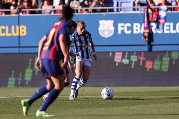 May 27, 2026, Sant Joan Despi, Barcelona, Spain: Cecilia Marcos Nabal of Real Sociedad in action during the Spanish Women league, Liga F, football match played between FC Barcelona, Barca and Real Sociedad at Johan Cruyff Stadium on May 27, 2026 in Sant Joan Despi, Barcelona. Sant Joan Despi Spain - ZUMAa181 20260527_zaa_a181_065 Copyright: xJavierxBorregox