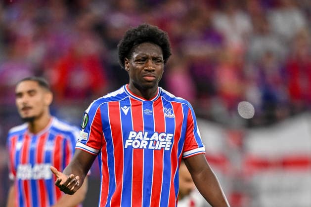 Maxence Lacroix (Crystal Palace) and Jaydee Canvot (Crystal Palace) look dejected during the UEFA Conference League Final 2026 match between Crystal Palace FC and Rayo Vallecano de Madrid at Football Arena Leipzig on May 27, 2026 in Leipzig, Germany. (Photo by Harry Langer DeFodi Images) -