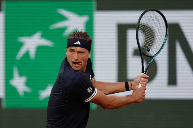 French Open - Alexander Zverev (GER) plays a backhand during at the 2026 Roland-Garros tournament in Paris, FRANCE, on May 27 - 2026 Copyright: AntonioxBorga