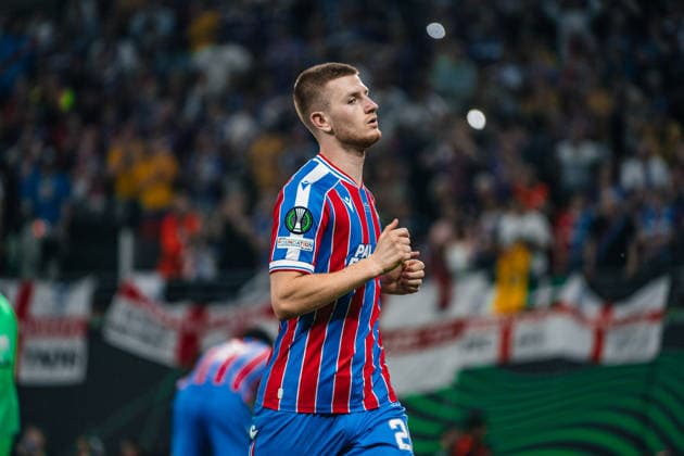 Deutschland: Fussball UEFA Conference League 2025 - 2026, Finale in Leipzig - Crystal Palace vs Rayo Vallecano - Leipzig Stadium - Red Bull Arena (Leipzig): Adam Wharton (Crystal Palace, 20) Einzelbild Copyright: xTomxLauruschkatx