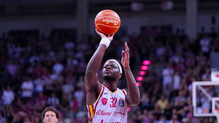 27.05.2026, xydrx, Basketball, easyCredit Basketball Bundesliga, Playoffs, Viertelfinale Spiel 5, Telekom Baskets Bonn - Fitness First Würzburg Baskets, Telekom Dome Bonn: Charles Thompson (Fitness First Wuerzburg Baskets, 32) Copyright: HMBxMedia YannisxDreimann