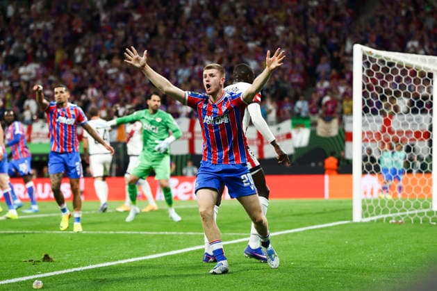 Crystal Palace v Rayo Vallecano, UEFA Conference League Final Crystal Palace midfielder Adam Wharton (20) gestures during the Crystal Palace v Rayo Vallecano UEFA Conference League Final match at Red Bull Arena, Leipzig, Germany on 27 May 2026 Credit: Ian Stephen Every Second Media Editorial use only. All images are copyright Every Second Media Limited. No images may be reproduced without prior permission. Copyright: xIMAGO EveryxSecondxMediax ESM-2015-0065 IanxStephenx xEveryxSecondxMediax
