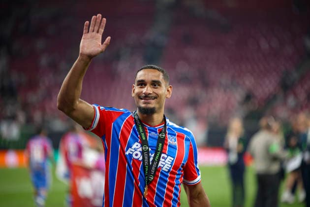 27.05.2026, EUR, Fussball, Herren, Conference League Finale, Saison 2025 2026, Crytsal Palace F.C. - Rayo Vallecano de Madrid Maxence Lacroix (Crystal Palace, 5) gestikuliert, Gestik und Mimik Leipzig Leipzig Stadium Sachsen Deutschland Copyright: xAdrianxSchlüterx