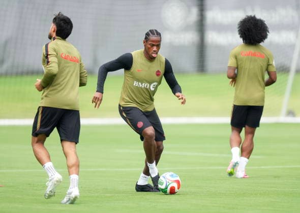 May 27, 2026, Charlotte, Nc, UNITED STATES: Canada forward Jonathan David handles the ball in a drill during Team Canada World Cup roster selection camp in Charlotte, N.C., on Wednesday, May 27, 2026. Canada News - May 27, 2026  - ZUMAc35_ 20260527_zaf_c35_194 Copyright: xNathanxDenettex