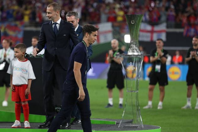 Leipzig 27.05.2026. Pilka nozna Liga Konferencji UEFA sezon 2025 2026 final mecz: Crystal Palace F.C. - Rayo Vallecano --- Football UEFA Conference League season 2025 2026 final match: Crystal Palace F.C. - Rayo Vallecano nz Inigo Perez Fot. Kacper Staniec NEWSPIX.PL --- newspix.pl 