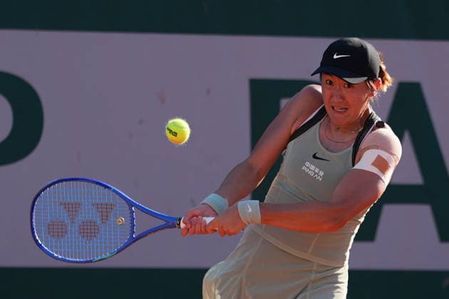 (260528) -- PARIS, May 28, 2026 -- Wang Xiyu returns a shot during the women s singles second round match between Hailey Baptiste of the United States and Wang Xiyu of China at the French Open tennis tournament at Roland Garros, Paris, France, May 27, 2026. (Photo by Xinhua) (SP)FRANCE-PARIS-TENNIS-FRENCH OPEN-WOMEN S SINGLES-2ND ROUND EmmaxDaxSilva 