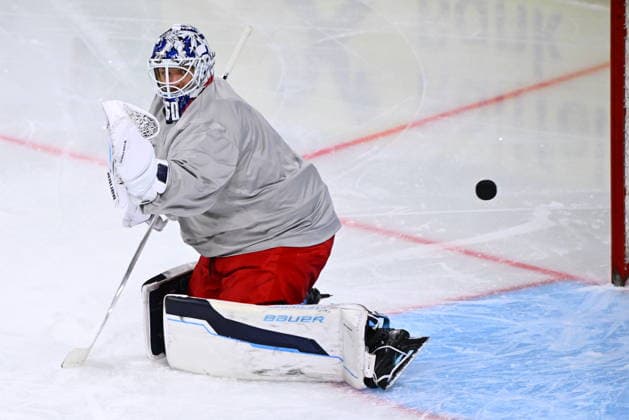 Czech goalie Petr Kvaca attends Czech national Ice hockey, Eishockey team training session at the 2026 IIHF Ice Hockey World Championship, WM, Weltmeisterschaft in Swiss Life Arena, Zurich, Switzerland, on May 28, 2026. (CTKxPhoto RadekxPetrasek) CTKPhotoP2026052802602  CTKPhotoP2026052802602