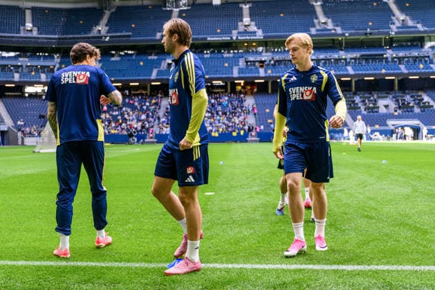 260528 Lucas Bergvall of the Swedish national football team at a training session on May 28, 2026 in Stockholm. Photo: Johanna Säll BILDBYRAN kod JL JL0620 fotboll football soccer fotball landskamp träning practice training sverige sweden sverige a FIFA World Cup, WM, Weltmeisterschaft, Fussball vm bbeng Copyright: JOHANNAxSÄLL BB260528BB183