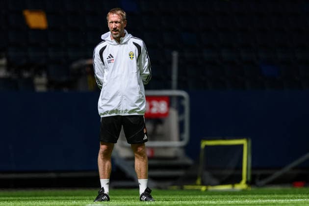 260528 Head coach Graham Potter of the Swedish national football team at a training session on May 28, 2026 in Stockholm. Photo: Johanna Säll BILDBYRAN kod JL JL0620 fotboll football soccer fotball landskamp träning practice training sverige sweden sverige a FIFA World Cup, WM, Weltmeisterschaft, Fussball vm bbeng Copyright: JOHANNAxSÄLL BB260528BB209