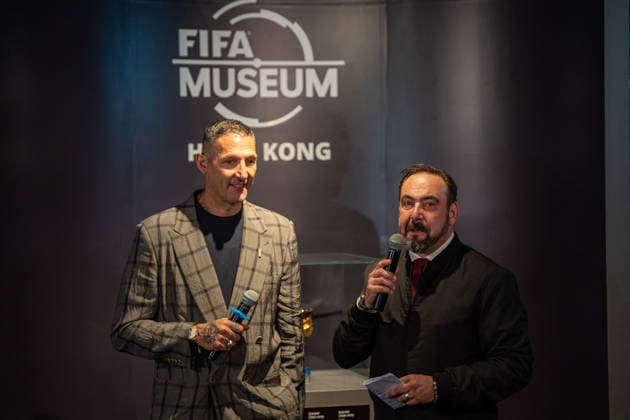 HONGKONG-SOCCER FIFA-MUSEUM Italian former soccer player, Marco Materazzi and Managing Director of the FIFA Museum, Marco Fazzone at the FIFA Museum Hong Kong during a press event in Hong Kong, May 28, 2026. NEXPHER Vernon Yuen HONG KONG