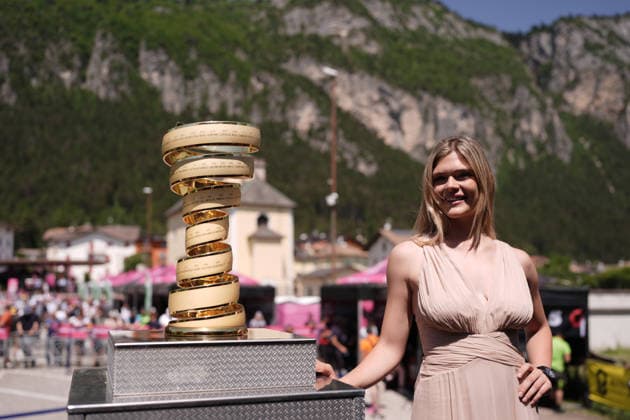 The trophy (trofeo senza fine) during Stage 18 of the Giro d™Italia, from Fai della Paganella to Pieve di Soligo, Italy - Thursday May 28, 2026.  Copyright: xMassimoxPaolonex xLaPressex