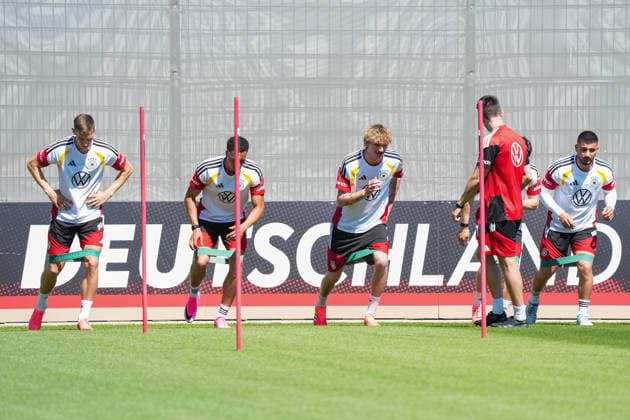 Nico Schlotterbeck (Deutschland Germany), Nick Woltemade (Deutschland Germany), Deniz Undav (Deutschland Germany) - Herzo Base 28.05.2026: Deutsche Nationalmannschaft, Trainingslager zur WM-Vorbereitung, Home Ground, HerzoBase, World of Adidas, Herzogenaurach