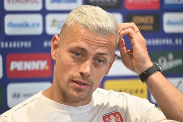 Tomas Holes speaks during the press conference, PK, Pressekonferenz of Czech national football team during the meeting prior to the World Cup in Prague, Czech Republic, May 28, 2026. (CTKxPhoto MichaelaxRihova) CTKPhotoP2026052804165  CTKPhotoP2026052804165