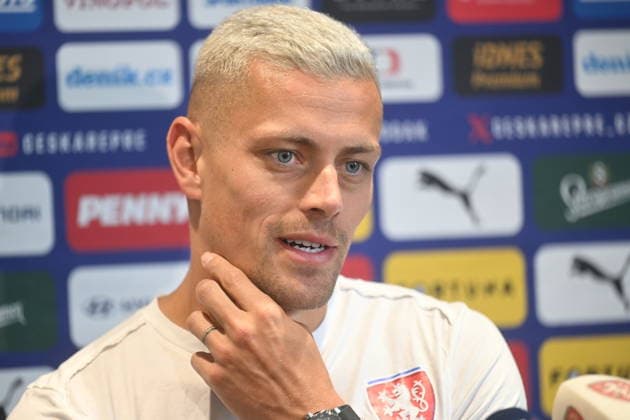 Tomas Holes speaks during the press conference, PK, Pressekonferenz of Czech national football team during the meeting prior to the World Cup in Prague, Czech Republic, May 28, 2026. (CTKxPhoto MichaelaxRihova) CTKPhotoP2026052804188  CTKPhotoP2026052804188
