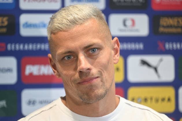 Tomas Holes speaks during the press conference, PK, Pressekonferenz of Czech national football team during the meeting prior to the World Cup in Prague, Czech Republic, May 28, 2026. (CTKxPhoto MichaelaxRihova) CTKPhotoP2026052804213  CTKPhotoP2026052804213