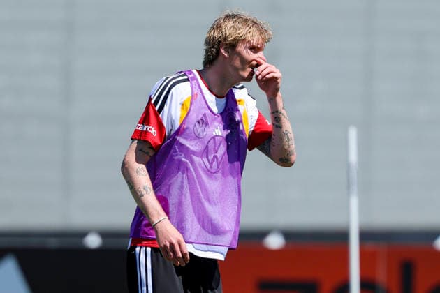 Nick Woltemade (Germany) schaut enttaeuscht, , Training der deutschen Fussball Nationalmannschaft, Home Ground am 28. May 2026 in Herzogenaurach, Deutschland. (Foto von Marco Steinbrenner DeFodi Images) Nick Woltemade (Germany) looks dejected, , Training der deutschen Fussball Nationalmannschaft, Home Ground, May 28, 2026 in Herzogenaurach, Germany. (Photo by Marco Steinbrenner DeFodi Images) -