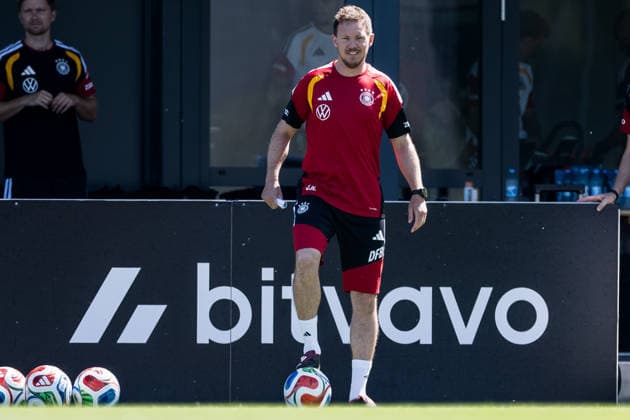 HERZOGENAURACH, GERMANY - MAY 28: Julian Nagelsmann (Head Coach Germany) with a ball during a training session during the training camp of Germany to prepare for the FIFA World Cup, WM, Weltmeisterschaft, Fussball 2026 on May 28, 2026 in Herzogenaurach, Germany. Bavaria Germany Copyright: xSteffiexWunderlx