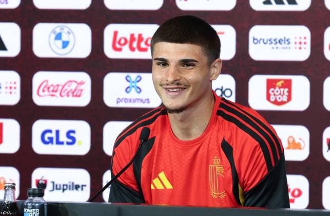 Belgium s Matias Fernandez-Pardo pictured during a press conference, PK, Pressekonferenz of Belgian national soccer team Red Devils to announce a new player for the 2026 FIFA World Cup, WM, Weltmeisterschaft, Fussball at the Proximus Basecamp in Tubize, on Thursday 28 May 2026. The 2026 FIFA World Cup will take place in the United States, Mexico, and Canada from 11 06 to 19 07. BRUNOxFAHY  x175260243x