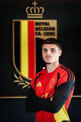 Belgium s Matias Fernandez-Pardo poses for the photographer after a press conference, PK, Pressekonferenz of Belgian national soccer team Red Devils to announce a new player for the 2026 FIFA World Cup, WM, Weltmeisterschaft, Fussball at the Proximus Basecamp in Tubize, on Thursday 28 May 2026. The 2026 FIFA World Cup will take place in the United States, Mexico, and Canada from 11 06 to 19 07. BRUNOxFAHY  x175264313x