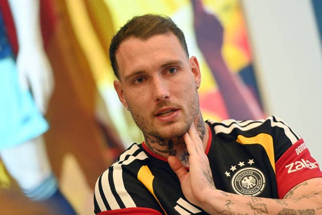Medienstunde: David RAUM (GER). Einzelbild,angeschnittenes Einzelmotiv,Portraet,Portrait,Porträt. Deutsche Fussball Nationalmannschaft,WM Vorbereitung, Trainingslager in Herzogenaurach am 28.05.2026.