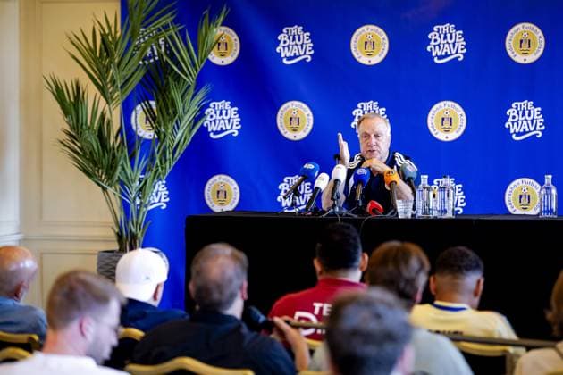 NOORDWIJK - Curacao national coach Dick Advocaat during a press conference, PK, Pressekonferenz of the Curacao national team, Nationalteam The players are preparing for the World Cup at SJC Noordwijk under the leadership of national coach Dick Advocaat. ROBIN VAN LONKHUIJSEN ANP xVIxANPxSportx xxANPxIVx 559521418 originalFilename: 559521418.jpg