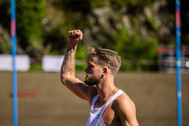 260528 Erlend Bolstad Raa of Norway competes in men™s high jump during the Trond Mohn Games on May 28, 2026 in Bergen. Photo: Marius Simensen BILDBYRAN Cop 238 MM0068 athletics bbeng friidrett friidrott norge norway trond mohn games Copyright: MARIUSxSIMENSEN BB260528ZS006