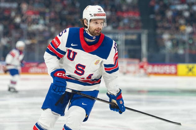 FRIBOURG, FRIBOURG - MAY 28: Tommy Novak of the United States during the 2026 IIHF World Championship, WM, Weltmeisterschaft quarterfinal match between Canada and the United States at BCF Arena on May 28, 2026 in Fribourg, Fribourg, Switzerland.  Copyright: xLivioxBaeriswylx xSPPx Sportspressphoto_SPR156132