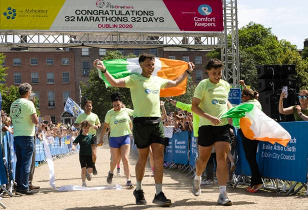 FTD Brothers Complete Their 32nd & Final Marathon Challenge Across Ireland for Dementia Research 28 5 2026 FTD brothers Cian and Jordan Adams at the finish line FTD brothers Cian and Jordan Adams at the finish line 28 5 2026  Copyright: x INPHO GracexHaltonx GH_13383 copy