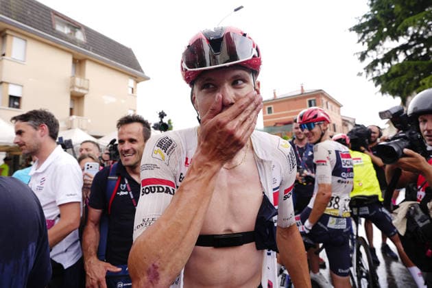 France™s Paul Magnier of Soudal Quick-Step winner of the stage during Stage 18 of the Giro d™Italia, from Fai della Paganella to Pieve di Soligo, Italy - Thursday May 28, 2026.  Copyright: xFabioxFerrarix xLaPressex