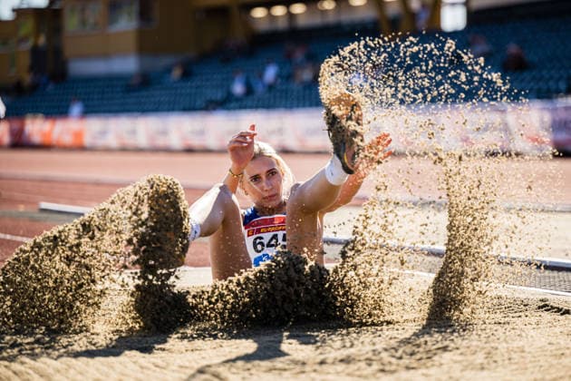 260528 Elise Andrea Bos of Lysekloster IL competes in women™s triple jump during the Trond Mohn Games on May 28, 2026 in Bergen. Photo: Marius Simensen BILDBYRAN Cop 238 MM0068 athletics bbeng friidrett friidrott norge norway trond mohn games Copyright: MARIUSxSIMENSEN BB260528ZS018