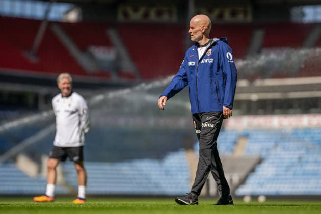 260528 Stale Solbakken, head coach of the Norwegian national football team, during a training session on May 28, 2026 in Oslo. Photo: Vegard Grott BILDBYRAN kod VG VG0926 bbeng fotball football soccer fotboll norge norway trening träning training practice Copyright: VEGARDxGRoTT BB260528VG005