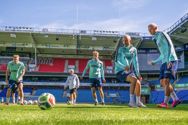260528 Fredrik Aursnes and Julian Ryerson of the Norwegian national football team during a training session on May 28, 2026 in Oslo. Photo: Vegard Grott BILDBYRAN kod VG VG0926 bbeng fotball football soccer fotboll norge norway trening träning training practice Copyright: VEGARDxGRoTT BB260528VG013