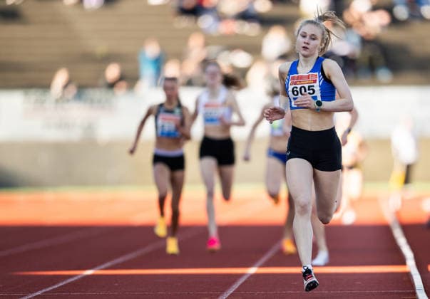 260528 Vilde-Sofie Torvund of IL Fri competes in women™s 800 meter during the Trond Mohn Games on May 28, 2026 in Bergen. Photo: Marius Simensen BILDBYRAN COP 238 MM0068 athletics bbeng friidrett friidrott norge norway trond mohn games Dam kvinner Women Copyright: MARIUSxSIMENSEN BB260528ZL012