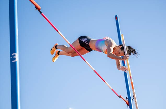 260528 Lene Retzius of Norway competes in women™s pole vault during the Trond Mohn Games on May 28, 2026 in Bergen. Photo: Marius Simensen BILDBYRAN COP 238 MM0068 athletics bbeng friidrett friidrott norge norway trond mohn games Dam kvinner Women stavhopp pole vault Copyright: MARIUSxSIMENSEN BB260528ZO023
