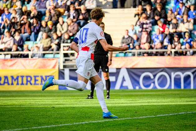 UEFA Under-17 European Championship, EM, Europameisterschaft Estonia 2026 Jona Benkotic celebrating scoring the third goal for Croatia during the UEFA Under-17 European Championship Group-A match between Estonia U-17 vs Croatia U-17 national teams, Tallinn Estonia 28.05.2026 Tallinn A Le Coq Arena Estonia Copyright: xMaurixLevandix