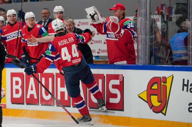 FRIBOURG, SWITZERLAND - MAY 28: Tinus Luc Koblar of Norway celebrates his goal during the 2026 IIHF Ice hockey, Eishockey World Championship, WM, Weltmeisterschaft Switzerland game between Norway and Latvia at BCF Arena on May 28, 2026 in Fribourg, Fribourg. Fribourg BCF Arena Fribourg Switzerland Copyright: xJustPictures.ch JarixPestelaccix jp-en-EuSpIm-JP6_JAR_Norway_Latvia_28May2026_00056