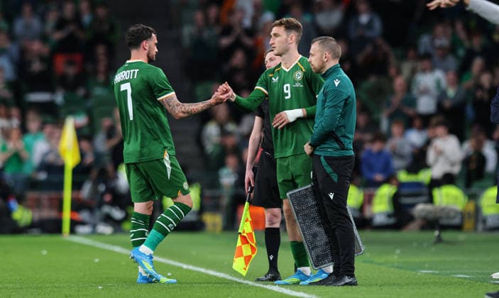 International Friendly, Länderspiel, Nationalmannschaft Aviva Stadium, Dublin 28 5 2026 Republic of Ireland vs Qatar Ireland s Mason Melia replaces Troy Parrott to make his international debut Mason Melia replaces Troy Parrott to make his international debut 28 5 2026  Copyright: x INPHO RyanxByrnex RB1_0514
